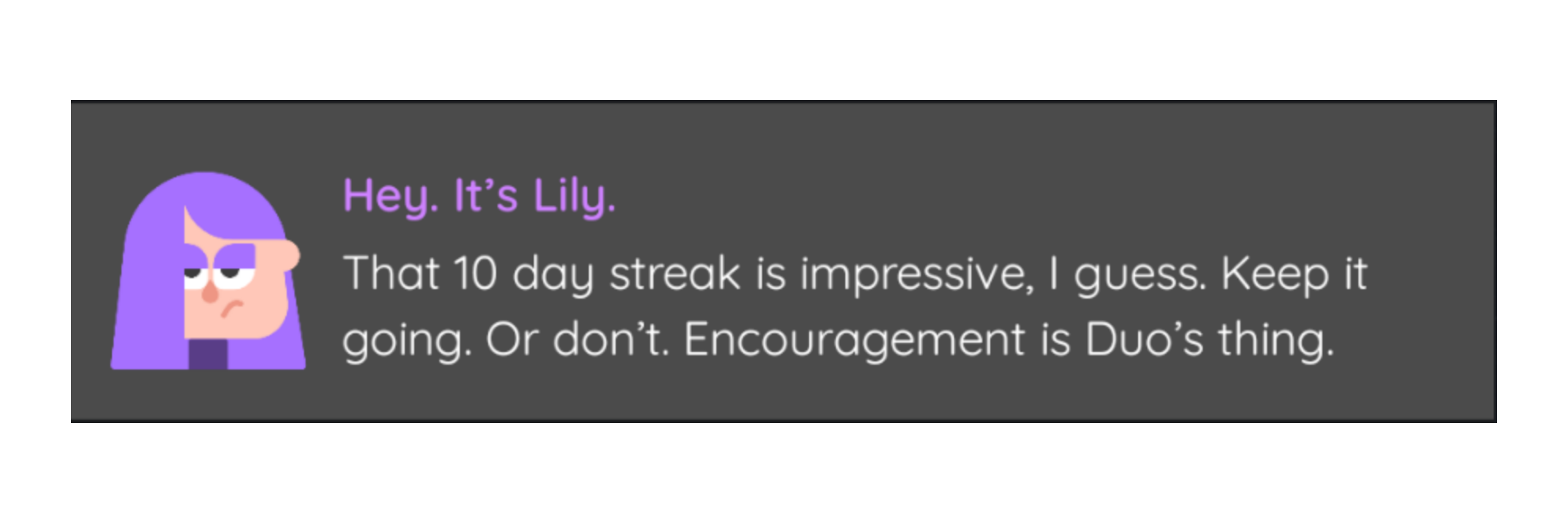 Lily's sarcasm