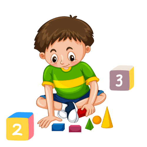 A kid playing with blocks in maths class